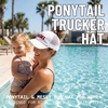 image:imageFunky Junque Criss Cross Ponytail Cap Messy Bun Distressed Baseball HatMama  White
