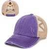 image:imageFunky Junque Criss Cross Ponytail Cap Messy Bun Distressed Baseball HatPurple