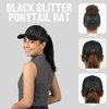 image:imageFunky Junque Criss Cross Ponytail Cap Messy Bun Distressed Baseball HatSequin  Black