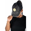 image:imageFunky Junque Criss Cross Ponytail Cap Messy Bun Distressed Baseball HatSmiley Face  BlackYellow