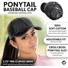 image:imageFunky Junque Criss Cross Ponytail Cap Messy Bun Distressed Baseball HatStone Washed  Black