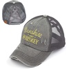 image:imageFunky Junque Criss Cross Ponytail Cap Messy Bun Distressed Baseball HatSunshine  Whiskey  Grey Distressed Grey Mesh