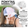 image:imageFunky Junque Criss Cross Ponytail Cap Messy Bun Distressed Baseball HatTie Dye  Cotton Candy WMesh