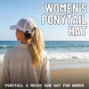 image:imageFunky Junque Criss Cross Ponytail Cap Messy Bun Distressed Baseball HatWhite Distressed