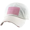 image:imageFunky Junque Distressed Baseball Cap Vintage Embroidered Dad HatAmerican Flag  WhitePink Flag