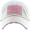 image:imageFunky Junque Distressed Baseball Cap Vintage Embroidered Dad HatAmerican Flag  WhitePink Flag