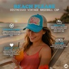 image:imageFunky Junque Distressed Baseball Cap Vintage Embroidered Dad HatBeach Please Metallic  Teal