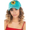 image:imageFunky Junque Distressed Baseball Cap Vintage Embroidered Dad HatBlessed W Sunflower  Turquoise