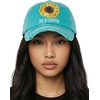 image:imageFunky Junque Distressed Baseball Cap Vintage Embroidered Dad HatBlessed W Sunflower  Turquoise