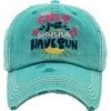 image:imageFunky Junque Distressed Baseball Cap Vintage Embroidered Dad HatGirls Just Wanna Have Sun  Teal
