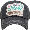 image:imageFunky Junque Distressed Baseball Cap Vintage Embroidered Dad HatGive Me Jesus  Coffee  Black