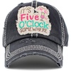 image:imageFunky Junque Distressed Baseball Cap Vintage Embroidered Dad HatIts Five Oclock Somewhere  Black