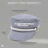 image:imageFunky Junque Greek Fisherman Newsboy Cap Cotton Captains Bakerboy HatCotton Pinstripes  Navy