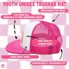 image:imageFunky Junque Kids Trucker Hat Toddler Boys amp Girls Flat Brim Baseball CapRainbow  Hot PinkWhite