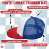 image:imageFunky Junque Kids Trucker Hat Toddler Boys amp Girls Flat Brim Baseball CapUsa Peace Fingers  WhiteRedBlue