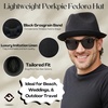image:imageFunky Junque Mens Panama Porkpie Fedora Linen Summer Beach HatBlack