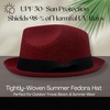 image:imageFunky Junque Mens Panama Porkpie Fedora Linen Summer Beach HatBurgundy
