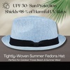image:imageFunky Junque Mens Panama Porkpie Fedora Linen Summer Beach HatLight Blue
