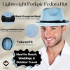image:imageFunky Junque Mens Panama Porkpie Fedora Linen Summer Beach HatLight Blue