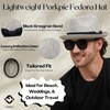 image:imageFunky Junque Mens Panama Porkpie Fedora Linen Summer Beach HatLight Grey
