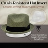 image:imageFunky Junque Mens Panama Porkpie Fedora Linen Summer Beach HatNew Olive