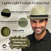 image:imageFunky Junque Mens Panama Porkpie Fedora Linen Summer Beach HatNew Olive