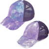 image:imageFunky Junque Mommy Me Criss Cross Ponytail Baseball Cap Set2 Pack Tie Dye Purple WMesh