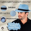 image:imageFunky Junque Packable Straw Fedora Mens Panama Trilby HatLight Blue