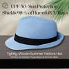 image:imageFunky Junque Packable Straw Fedora Mens Panama Trilby HatLight Blue