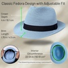 image:imageFunky Junque Packable Straw Fedora Mens Panama Trilby HatLight Blue