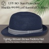 image:imageFunky Junque Packable Straw Fedora Mens Panama Trilby HatNavy Blue
