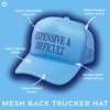 image:imageFunky Junque Premium Mesh Snapback Trucker Hat  Stylish Comfort for All  Patriotic Humor amp MoreExpensive  Difficult  Light Blue