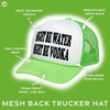 image:imageFunky Junque Premium Mesh Snapback Trucker Hat  Stylish Comfort for All  Patriotic Humor amp MoreMight Be Water Might Be Vodka WhiteNeon Lime