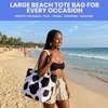 image:imageFunky Junque Stylish Straw Beach Tote Bag for Women  Summer Travel Shoulder Bag  Beach Quotes Cattle Bags Smiley FacesCattle Bag  Black