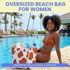 image:imageFunky Junque Stylish Straw Beach Tote Bag for Women  Summer Travel Shoulder Bag  Beach Quotes Cattle Bags Smiley FacesCattle Bag  Brown