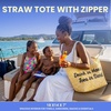 image:imageFunky Junque Stylish Straw Beach Tote Bag for Women  Summer Travel Shoulder Bag  Beach Quotes Cattle Bags Smiley FacesDrinks in Hand Toes in Sand  Natural