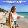 image:imageFunky Junque Stylish Straw Beach Tote Bag for Women  Summer Travel Shoulder Bag  Beach Quotes Cattle Bags Smiley FacesDrinks in Hand Toes in Sand  Natural