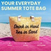 image:imageFunky Junque Stylish Straw Beach Tote Bag for Women  Summer Travel Shoulder Bag  Beach Quotes Cattle Bags Smiley FacesDrinks in Hand Toes in Sand  Natural