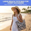 image:imageFunky Junque Stylish Straw Beach Tote Bag for Women  Summer Travel Shoulder Bag  Beach Quotes Cattle Bags Smiley FacesLeopard  White
