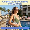 image:imageFunky Junque Stylish Straw Beach Tote Bag for Women  Summer Travel Shoulder Bag  Beach Quotes Cattle Bags Smiley FacesLeopard  White