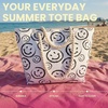 image:imageFunky Junque Stylish Straw Beach Tote Bag for Women  Summer Travel Shoulder Bag  Beach Quotes Cattle Bags Smiley FacesSmiley Face  White
