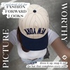 image:imageFunky Junque Trucker Snapback HatNew York Upside Down  Pinstripe NavyBeige