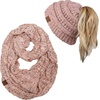 image:imageFunky Junque Womens Cozy Infinity Scarf amp Messy Bun Beanie Set Winter Accessory SetA Confetti Indi Pink Design