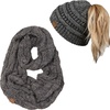 image:imageFunky Junque Womens Cozy Infinity Scarf amp Messy Bun Beanie Set Winter Accessory SetA Graphite Grey Tricolor Mix