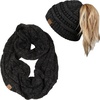 image:imageFunky Junque Womens Cozy Infinity Scarf amp Messy Bun Beanie Set Winter Accessory SetAn Onyx Black Tricolor Mix