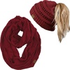 image:imageFunky Junque Womens Cozy Infinity Scarf amp Messy Bun Beanie Set Winter Accessory SetBurgundy