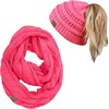 image:imageFunky Junque Womens Cozy Infinity Scarf amp Messy Bun Beanie Set Winter Accessory SetCandy Pink