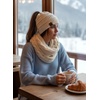 image:imageFunky Junque Womens Cozy Infinity Scarf amp Messy Bun Beanie Set Winter Accessory SetIvory