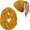 image:imageFunky Junque Womens Cozy Infinity Scarf amp Messy Bun Beanie Set Winter Accessory SetMustard