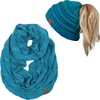 image:imageFunky Junque Womens Cozy Infinity Scarf amp Messy Bun Beanie Set Winter Accessory SetTeal